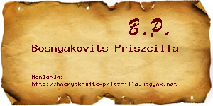 Bosnyakovits Priszcilla névjegykártya